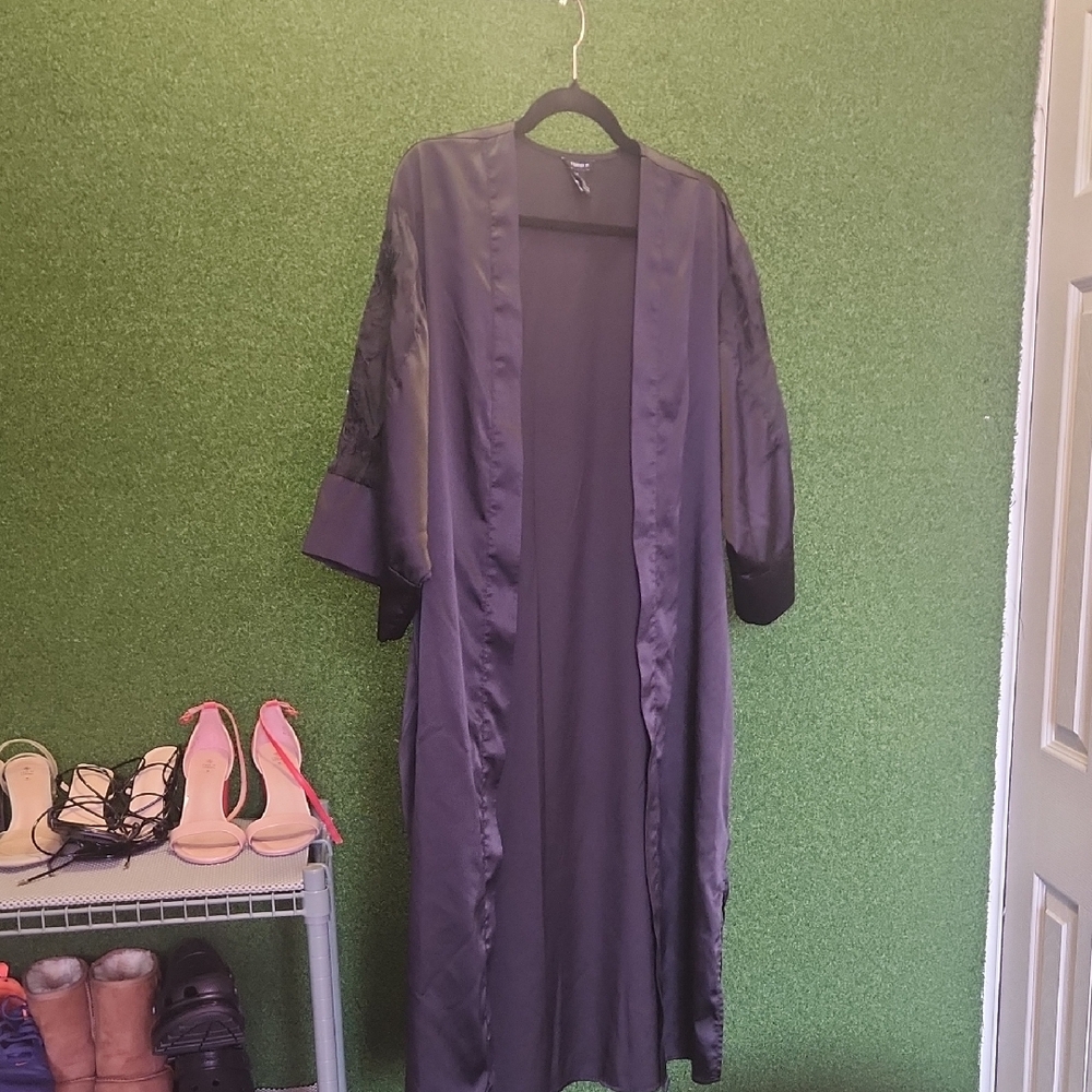 Black Satin Shawl Collar Robe